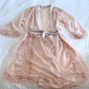 Eloise Light Pink Lace Sheer Robe | Anthropologie